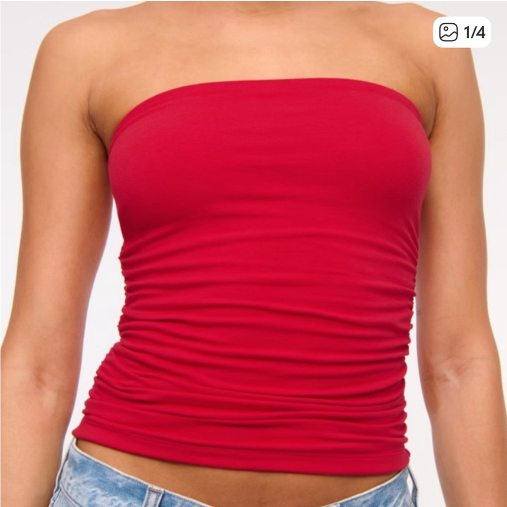 Abercrombie & Fitch Red Strapless Tube Top